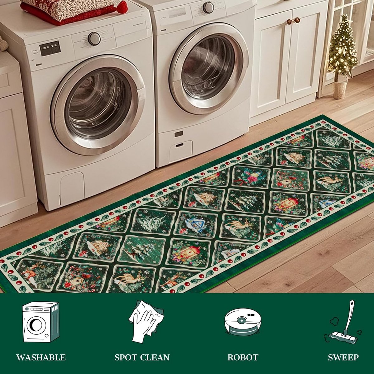 Geruit Kerst Tafelloper voor Hal en Keuken - Feestelijke Decoratie