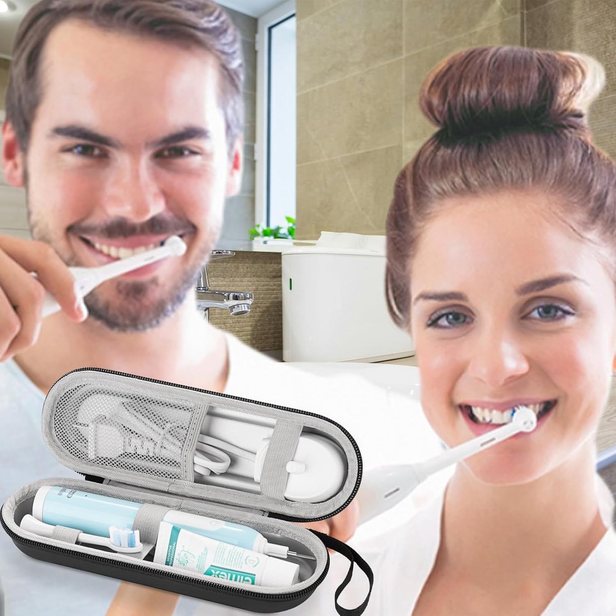Tandenborstel reisetui - Geschikt voor Oral-B Pro 1000 1500 5000 7000 & Philips Sonicare 4100 1100 5300 5100 6100/iO elektrische tandenborstels, harde beschermhoes. — afbeelding 2