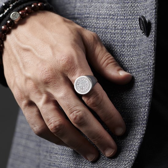 Chevalier rose des vents en acier chirurgical argenté