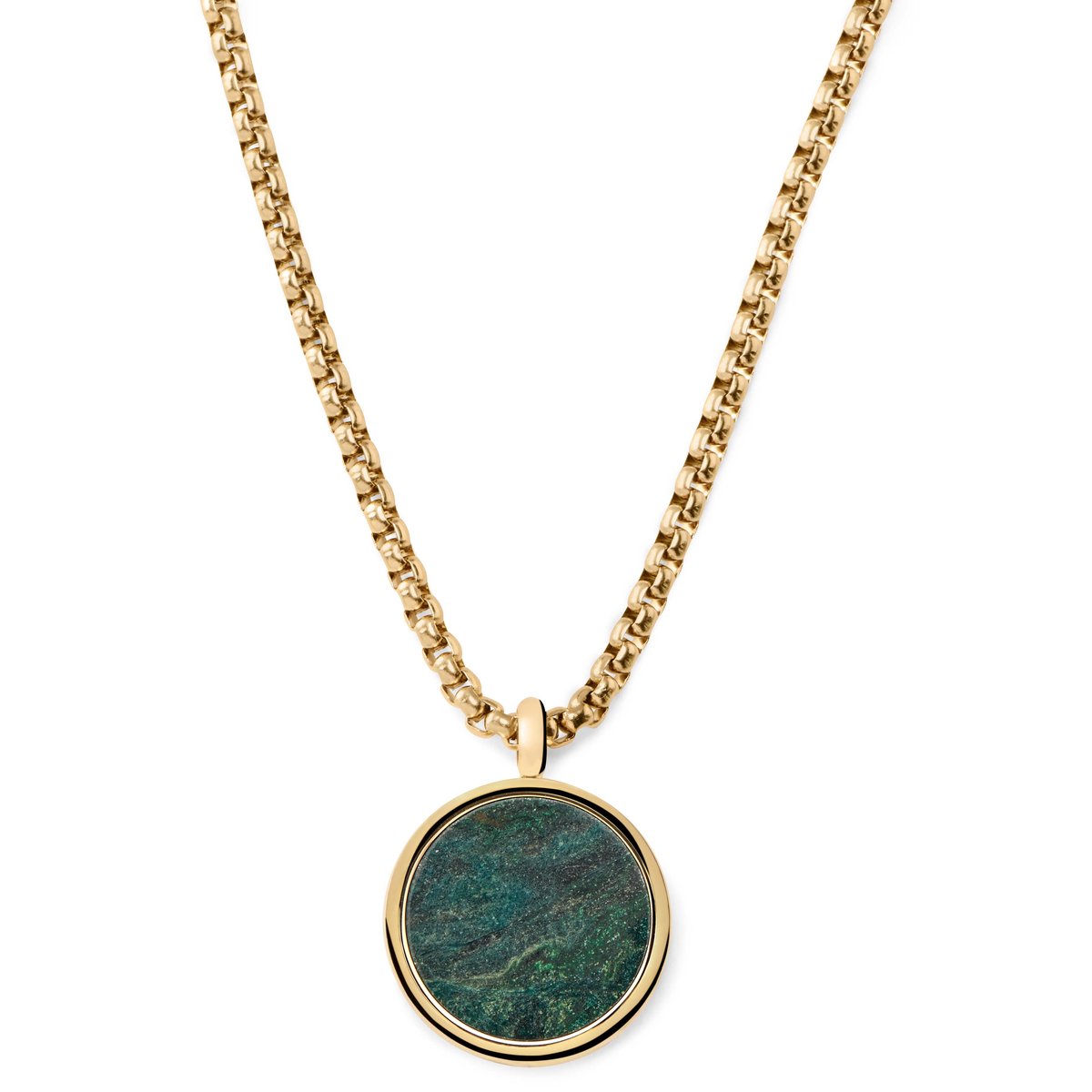 Orisun | Goudkleurige Ketting met Ronde Hanger van Afrikaanse Jade