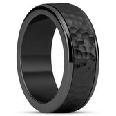Enthumema | 8 mm Gehamerde Zwarte Roestvrijstalen Fidget Ring