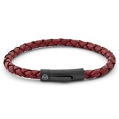 Bordeauxrode & Zwarte Leren Armband