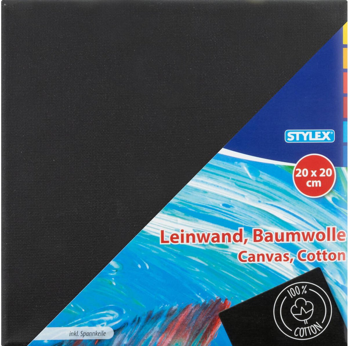 Stylex Canvas Zwart | 20 x 20 cm | Artistiek Schildersdoek | Stretched Canvas Panel