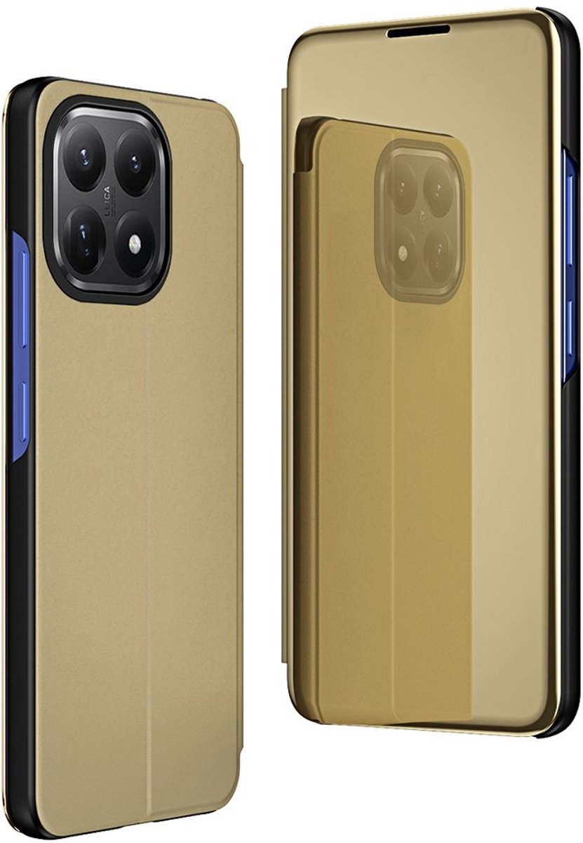 Hoesje geschikt voor Xiaomi 15T - Phonesta Smart View Mirror Book Case - Goud