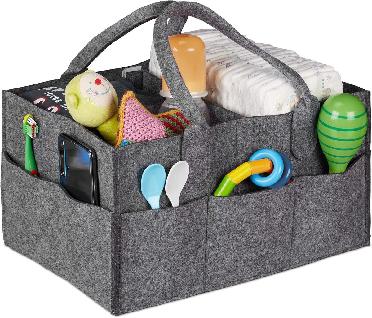 Famanu – luiertas baby, 11 vakken, uitneembare schotjes, draagbare verzorgingstas, luiertafel organizer, donkergrijs
