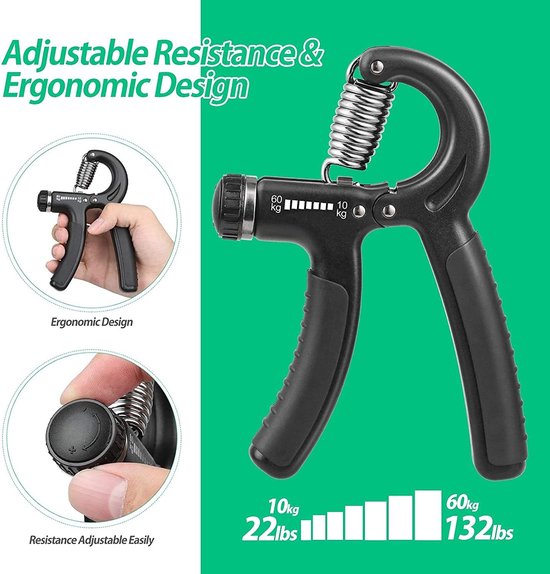 Hand Trainer, Hand Grip Strengthener, Verstelbare (10-60kg), Antislip ...