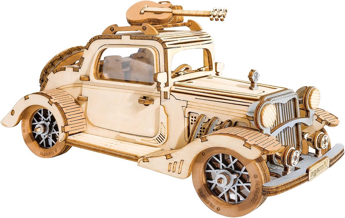 3D Houten Modelpuzzel Vintage Auto - Knutselset en Decoratie voor Volwassenen en Kinderen