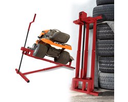 Aufun Hefinrichting voor gazonmaaiers - Telescopisch - 400 kg - Kantelbaar tot 45° - Rood