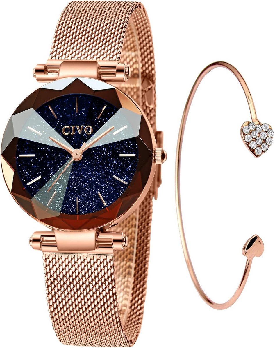 Dameshorloge RVS Mesh Band Elegant Analoog Kwarts Polshorloge