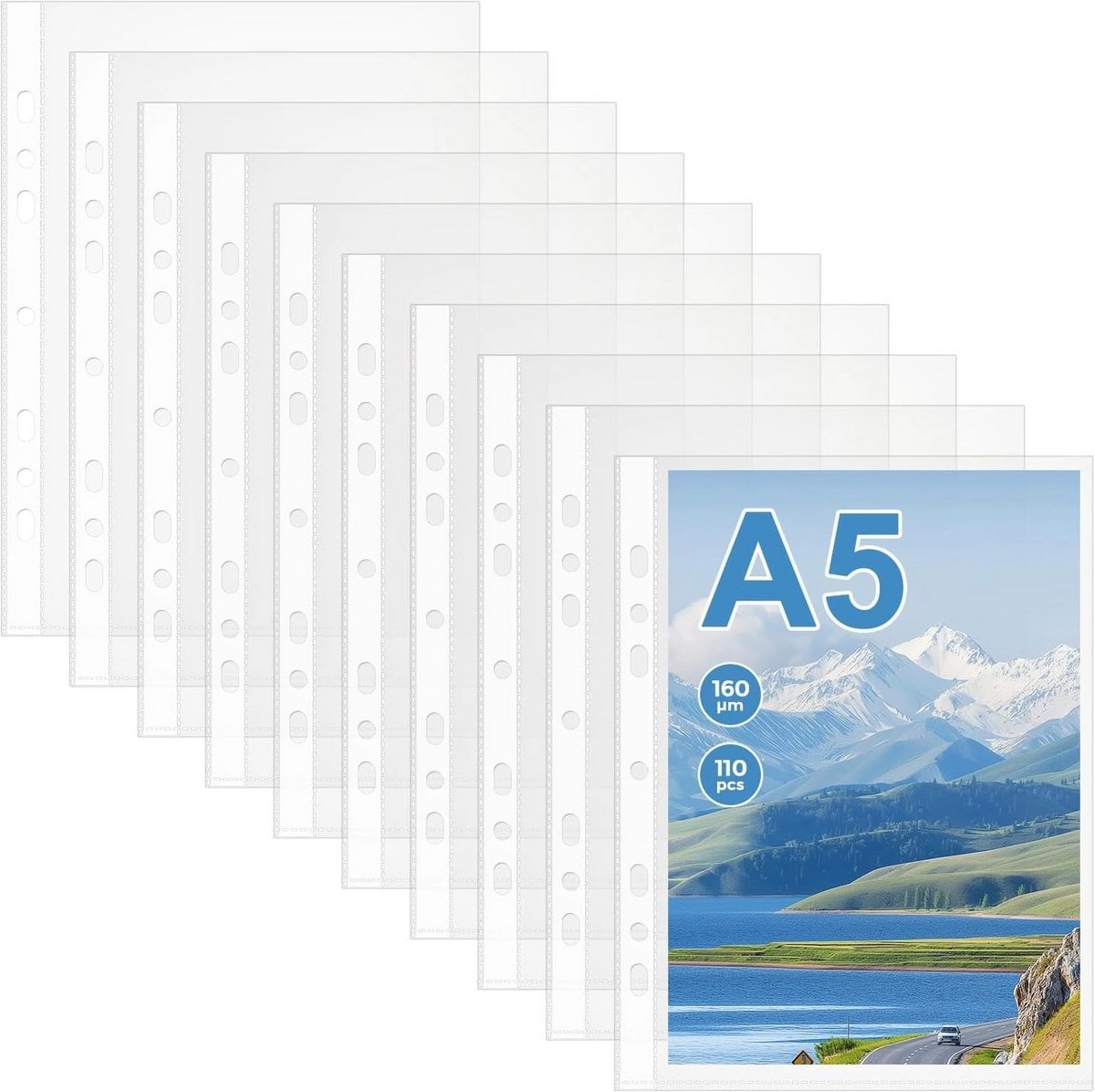 110 Stuks Geperforeerde A5 Plastic Zakken voor Documenten en Papier
