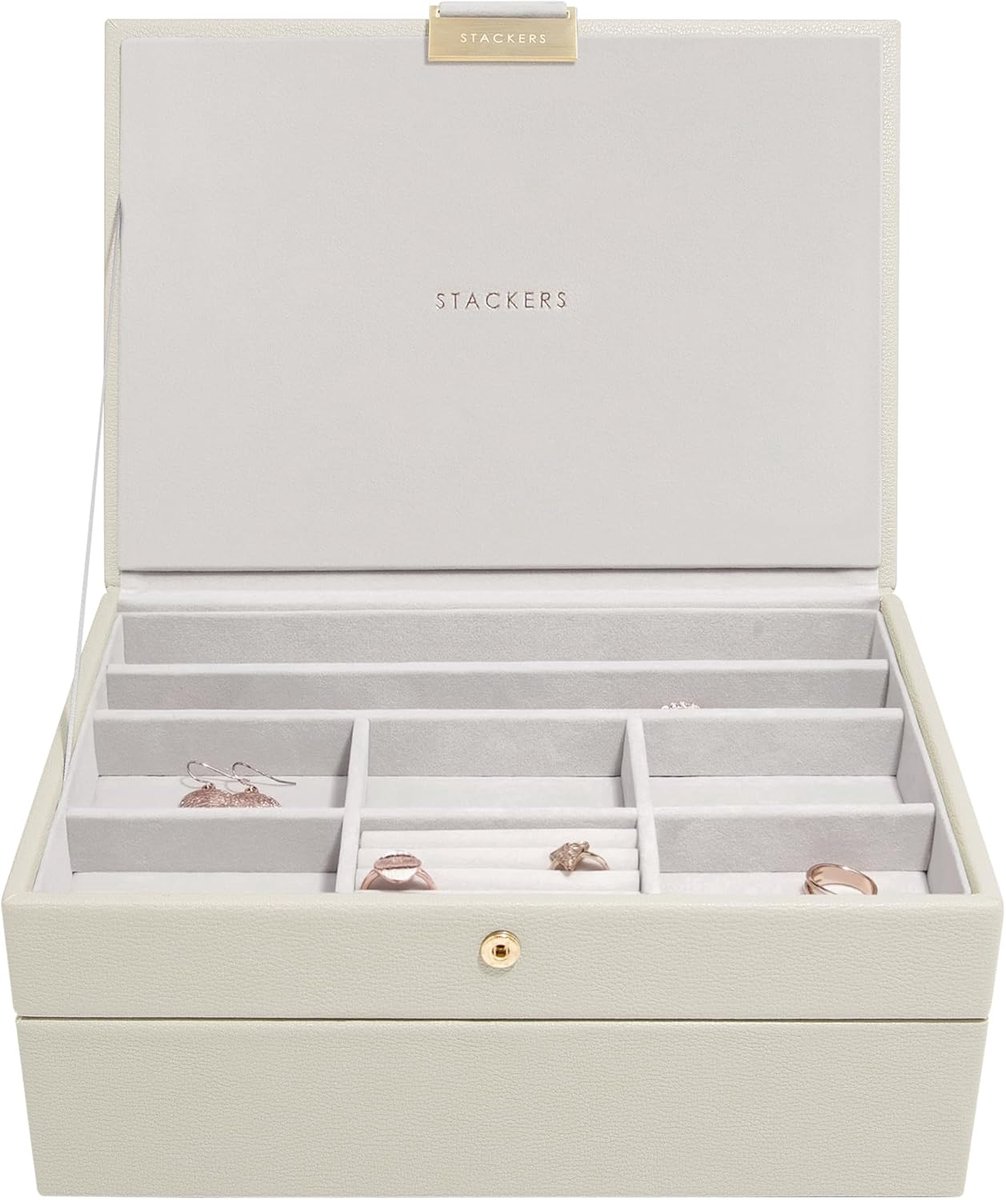 STACKERS OATMEAL - Sieradendoos - Juwelendoos - Sieradenhouder - Sieraden Organizer - 2-set