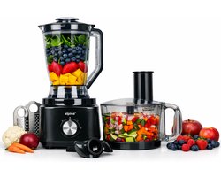 alpina 3-in-1 Foodprocessor, Blender en Smoothie Maker - Keukenmachine Multifunctioneel - Groentesnijder - Hakmolen - 1.8L - FP413GS - Zwart