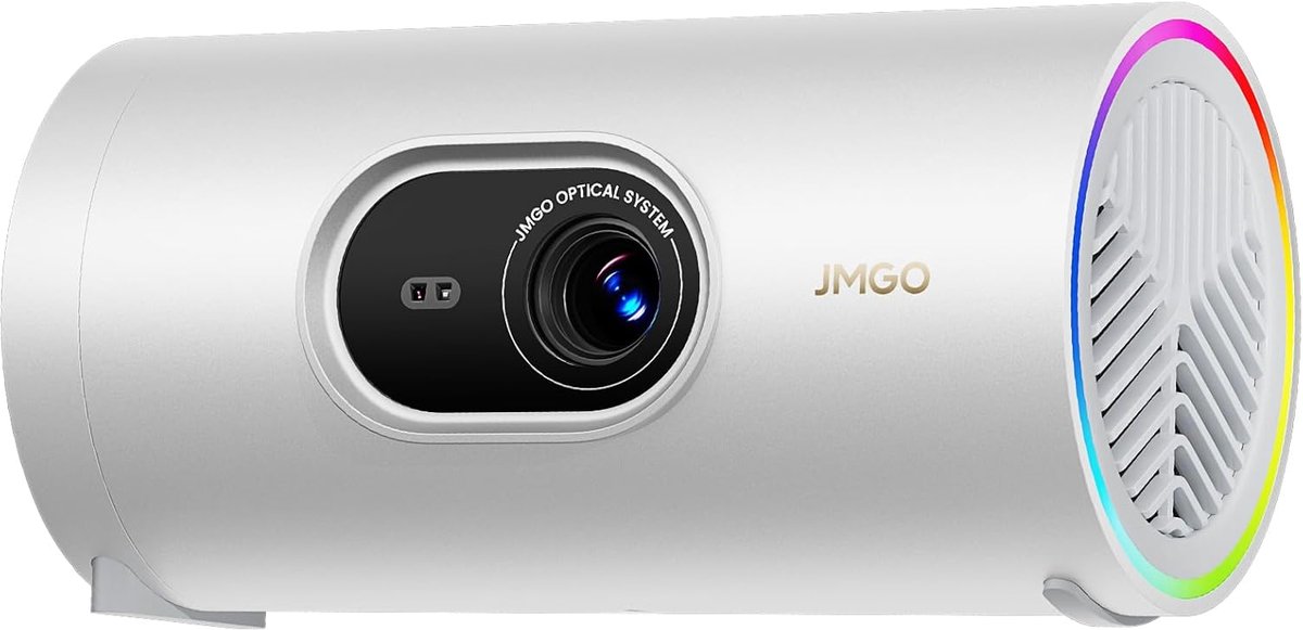 MELVRA Mini Beamer - Picoplay Projector - 400 ISO lumen - Google TV - Netflix - Gimbal Real-time Autofocus - Tot 200 inch - HDR10 - Blu-ray 3D - Outdoor & Gaming - Wit