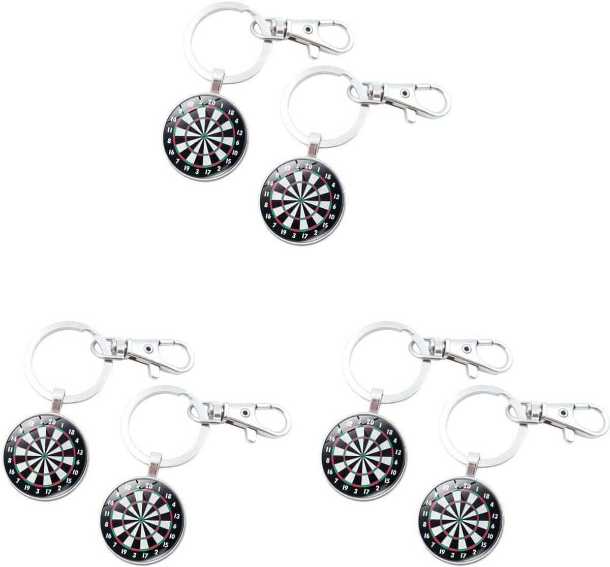 Dartbord Sleutelhanger Set - 6 Stuks Metalen Hangers voor Sleutels en Tassen