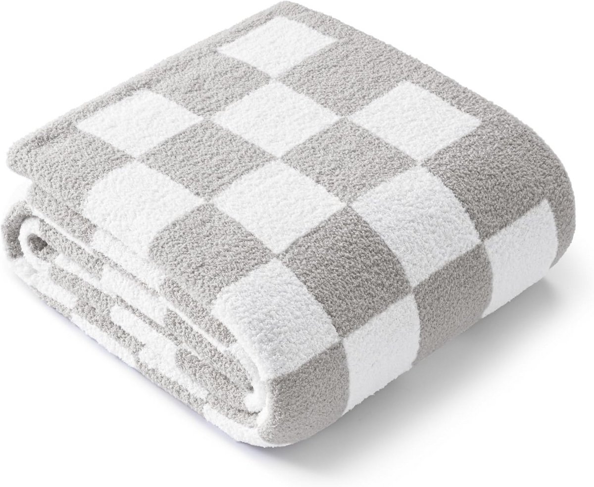 Zachte Gebreide Fleece Deken 150x200cm Lichtgrijs Voor Sofa en Bed