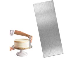 Allecto- Taartschraper - Decoratie - Dubbelzijdig - Roestvrijstaal - Taartdecoratie - Gebak - Geschikt voor diverse bakprojecten - Crèmekleurig - 1 stuk 22,9 cm taartschraper met gestreepte rand