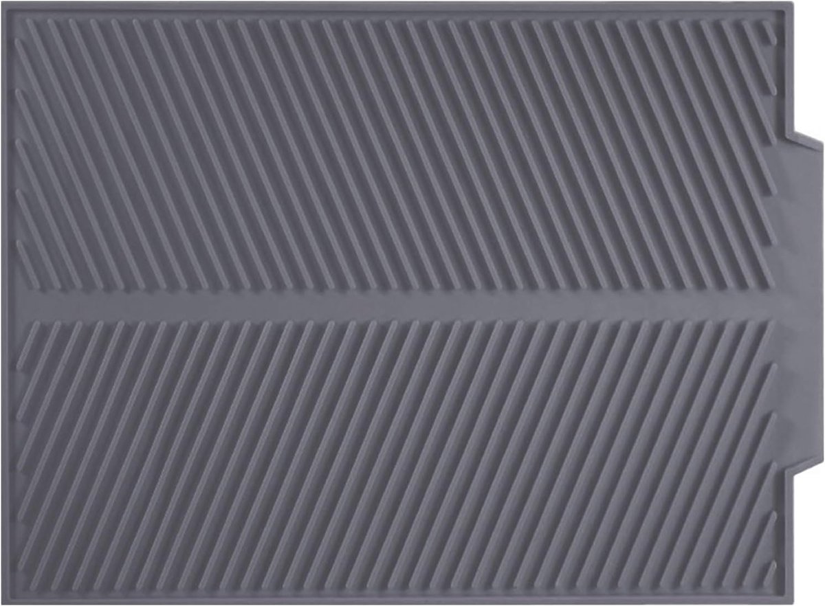 Afdruipmat - Siliconen afwasmat - Siliconen droogmat - Grijs - 43*33.5cm - Hittebestendig - Afvoermat voor serviesgoed - Antislip gootsteenmat - Afwas Droogmat - Barmat - Afvoerpad - Vaat Afwas mat - Afdruipmat voor aanrecht