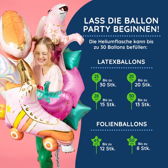 Folat 25202 Réservoir d'hélium pour 30 ballons Vert