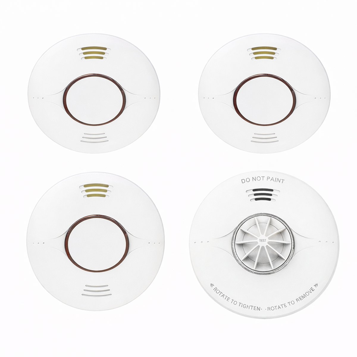 Koppelbare brandveiligheidsset – 3× rookmelder + 1× hittemelder – 10 jaar batterij