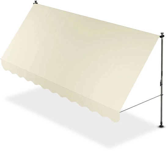 tillvex Klemluifel, 300 cm, lichtgrijs, met handslinger, voor balkon, balkonluifel zonder boren, luifel uv-bestendig en in hoogte verstelbaar, zonwering, waterdicht