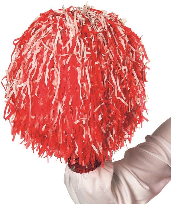 Cheerleader pompon in rood en wit