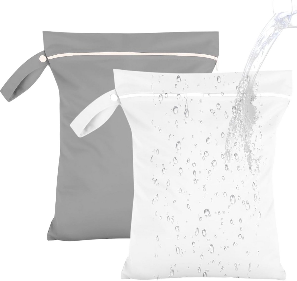 2x Wasbare Luierzakken Waterdicht 40x30 cm - Herbruikbare Natte Tas voor Vuile Was, Luiers en Zwemkleding