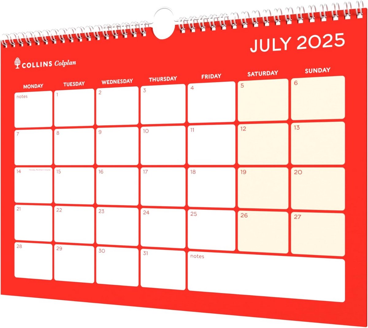 Wandkalender 12 Maanden Midden/Academisch Jaar 2025-2026 - Memo Maandplanner A4