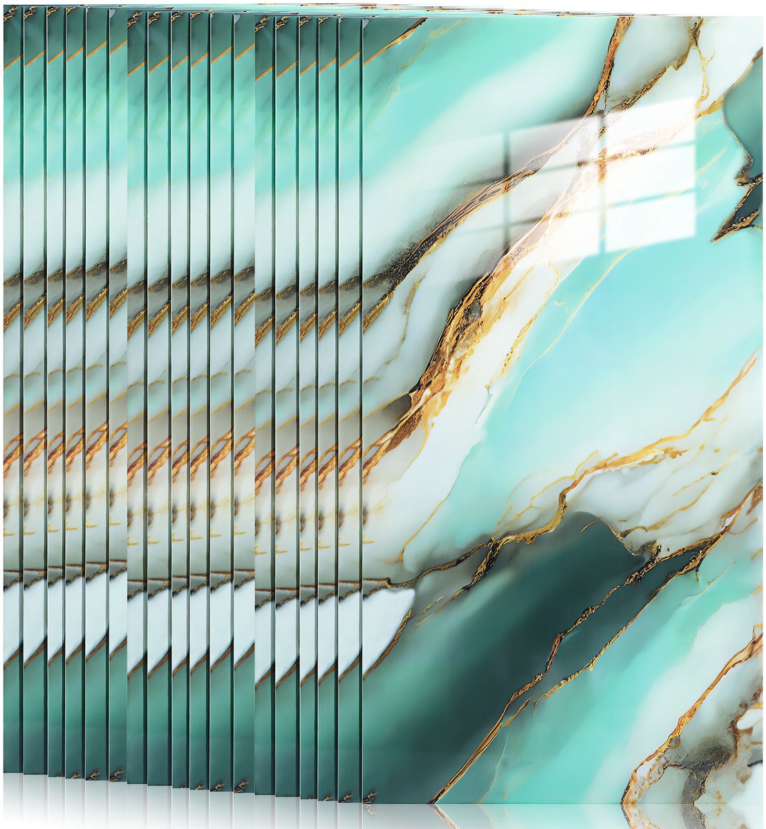 20 Stuks Zelfklevende Douche Muurstickers 30x60 cm - Waterdicht Marmer Print Tegelfolie voor Badkamer & Keuken | Moderne Tegelstickers,Blauw iriserend - N stijlen
