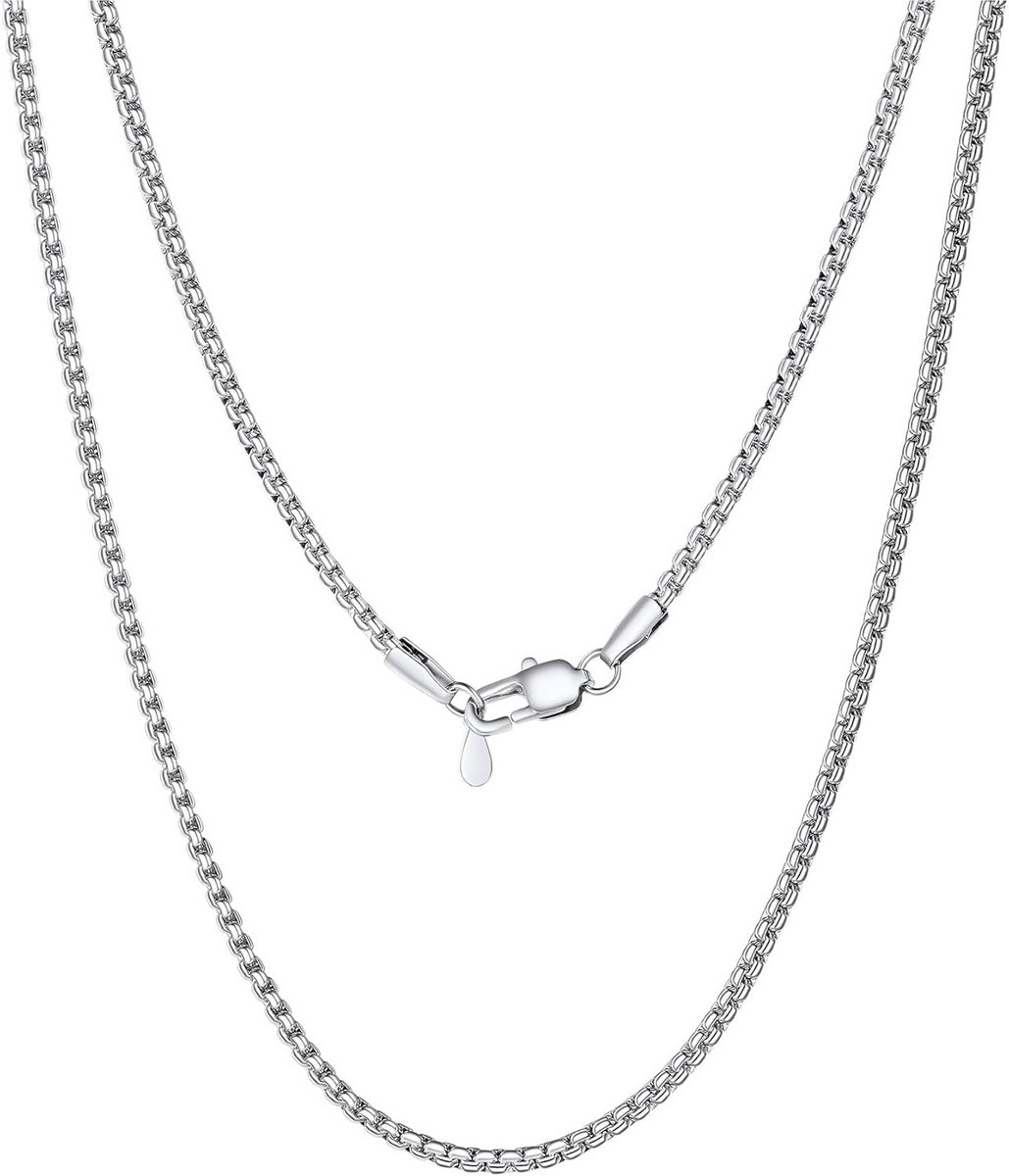 Herren Kette Silber Schwarz Gold Edelstahl Venezianer Glieder Kette 2-6mm