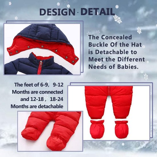 Warm Uniseks Skipak met Voetjes en Capuchon voor Peuters — afbeelding 4
