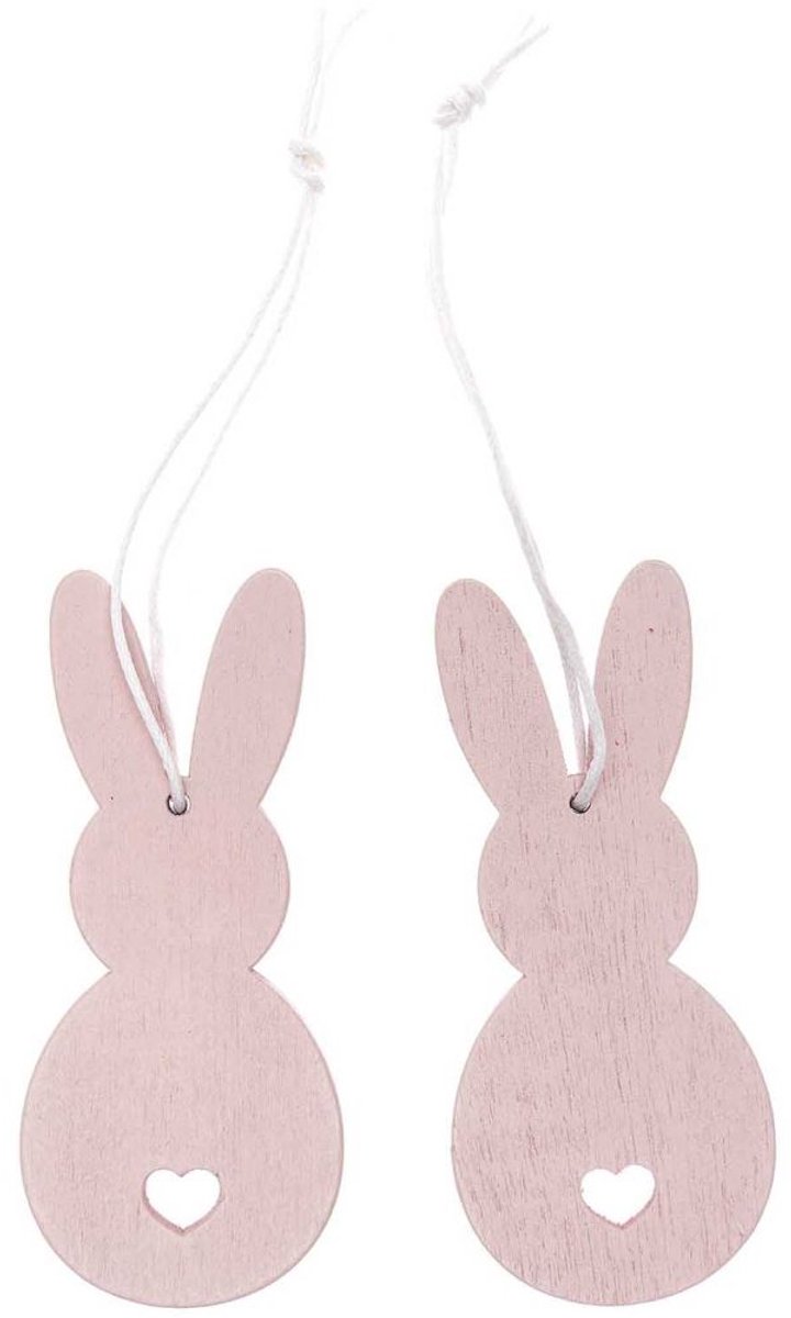 2 houten hangers roze konijntjes