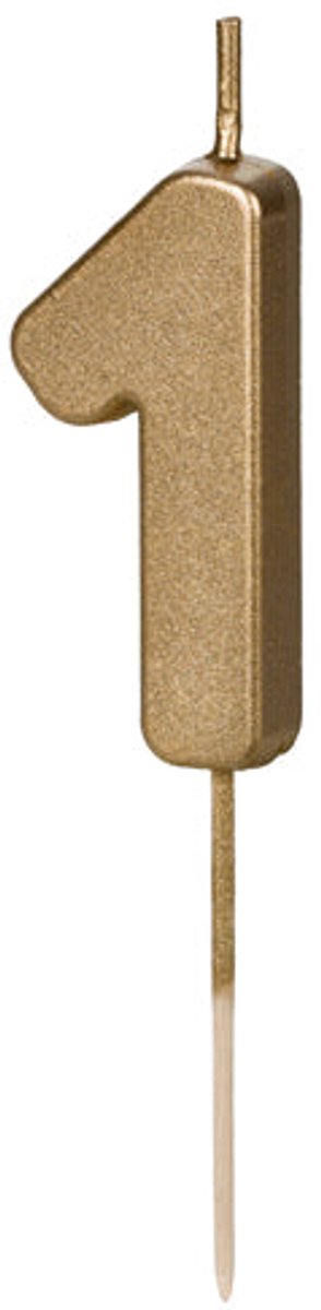 Gouden nummer 1 verjaardagskaars 4,5 cm