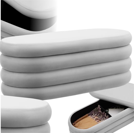 Canapé rembourré tectake® Altu avec espace de rangement – ​​canapé élégant et pratique pour le salon, le couloir ou la chambre – confort et fonctionnalité dans un seul meuble - gris