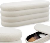 Canapé rembourré tectake® Altu avec espace de rangement – canapé élégant et pratique pour le salon, le couloir ou la chambre – confort et fonctionnalité dans un seul meuble - boucle beige