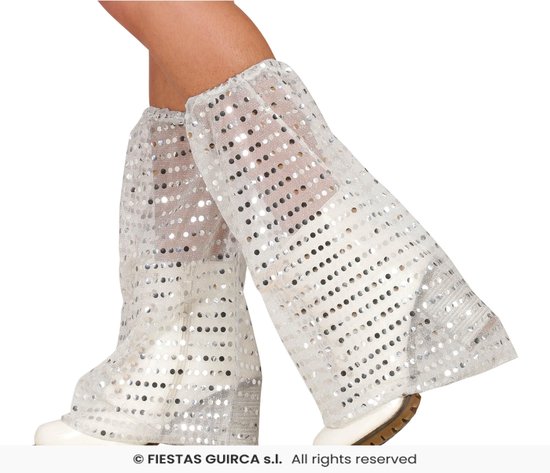 60s disco pailletten beenwarmers voor dames zilver