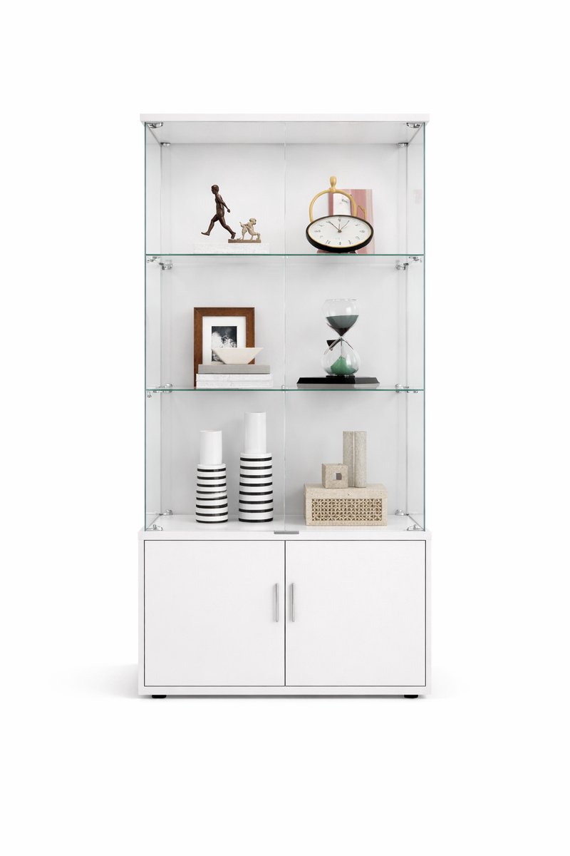 CYRO - Vitrinekast - Vitrinekast met glas - Opbergkast - met Deuren - Glazen Vitrine - LED