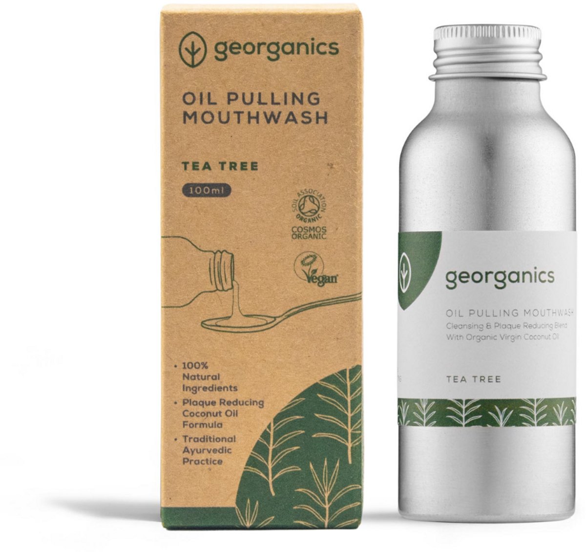 Georganics Mouthwash oilpulling tea tree 100 Milliliter