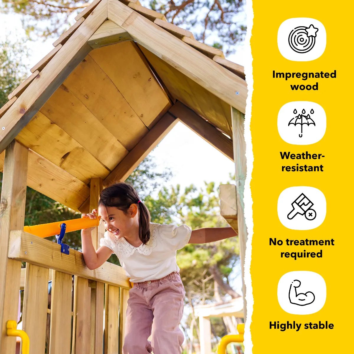WICKEY speeltoestel klimtoestel Smart Cave met schommel & rode glijbaan, outdoor klimtoren voor kinderen met zandbak, ladder & speelaccessoires voor de tuin — afbeelding 13