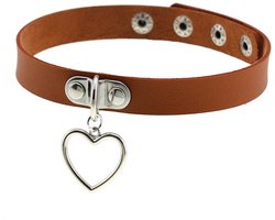 Sleutelbeenketting - Halsomtrek 32 cm~38 cm - Choker met hartvormige hanger - Halsband voor dames - Gotische leren choker - Punkstijl ketting - Choker - Halsband - Halsketting - Metalen choker - Kettingchoker - Bikerchoker - Halsring