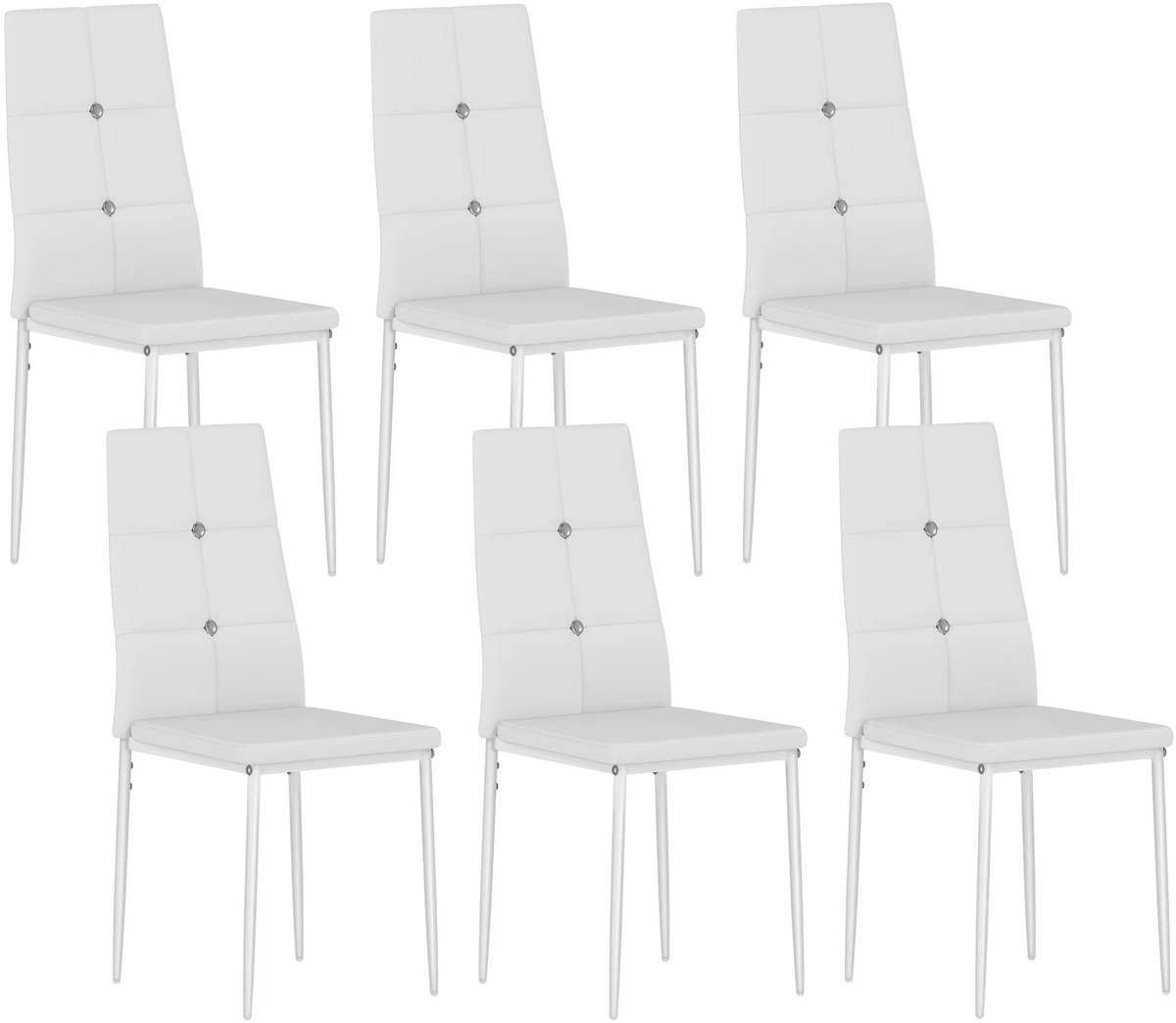 Naiz - Eetkamerstoelen - Set van 6 stuks - Wit - PU leder - 41 x 41 x 97 cm