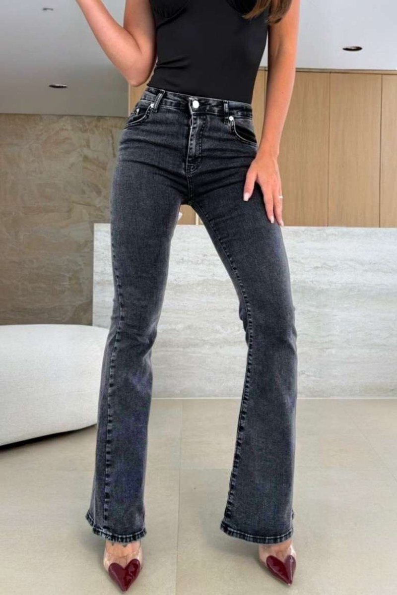Flared jeans - stretch donkergrijs