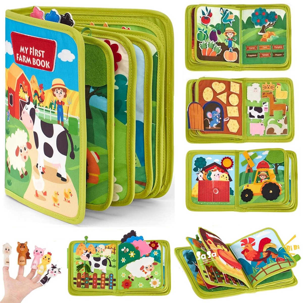 Montessori-speelgoed voor peuters, stil boek met boerderijdieren, 20-in-1 activiteitenbord, fijne motoriek voor jonge kinderen, verjaardagscadeau voor meisjes en jongens van 2-5 jaar