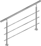 Izrielar Rampe d'escalier en acier inoxydable de 80 cm avec 3 traverses - Angle de main courante