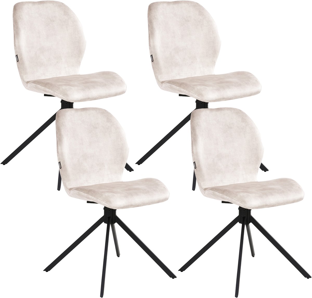 MORRISON - Eetkamerstoel set van 4 - Lichtbeige - Fluweel