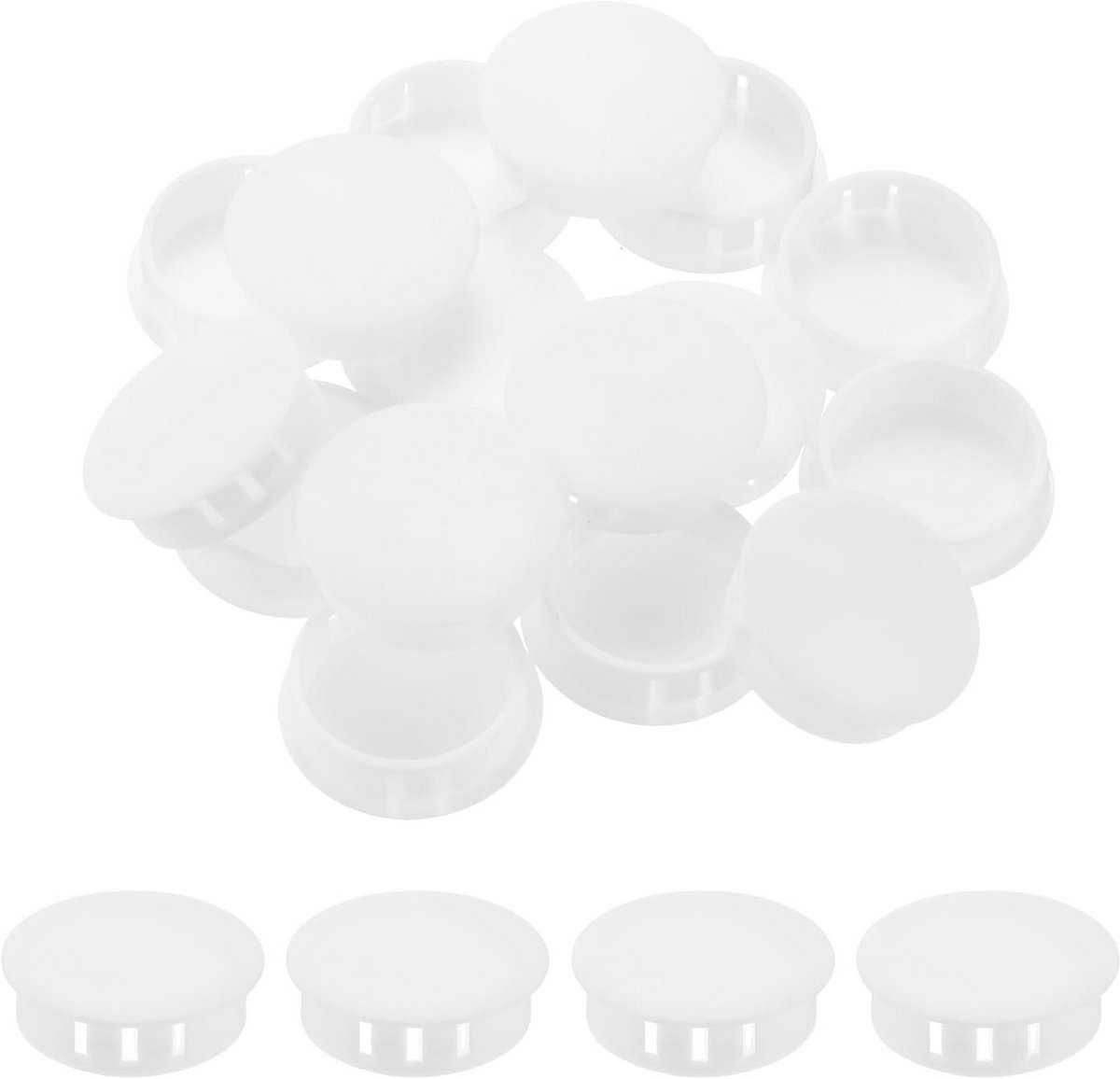 32x Witte Gatstoppen 30mm Kunststof Paneelpluggen voor Meubels en Kasten