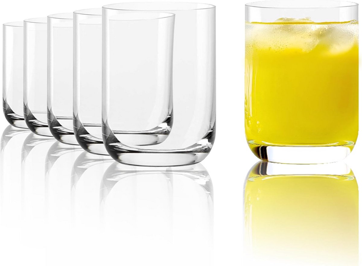 Set van 6 Kleine Kristallen Glazen voor Sap en Water - Vaatwasmachinebestendig