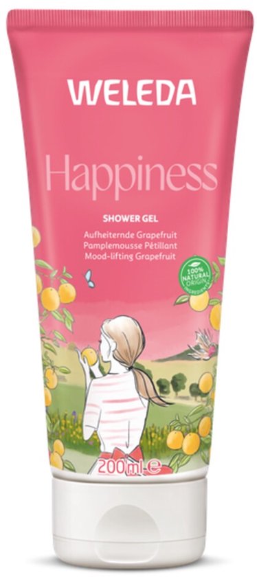 WELEDA Aroma Shower Happiness - Douchegel - Opwekkende geur - Grapefruit & Mandarijn - Behoudt De Natuurlijke Vochtbalans Van Je Huid - 100% Natuurlijke Ingrediënten - 200ml