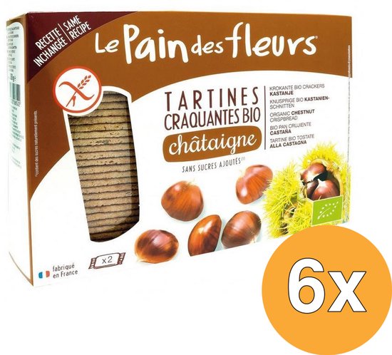 6x Le Pain Des Fleurs Tamme Kastanje Crackers Bio (300 gr)
