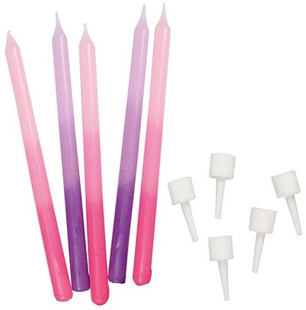 12 roze ombré taartkaarsen 10cm