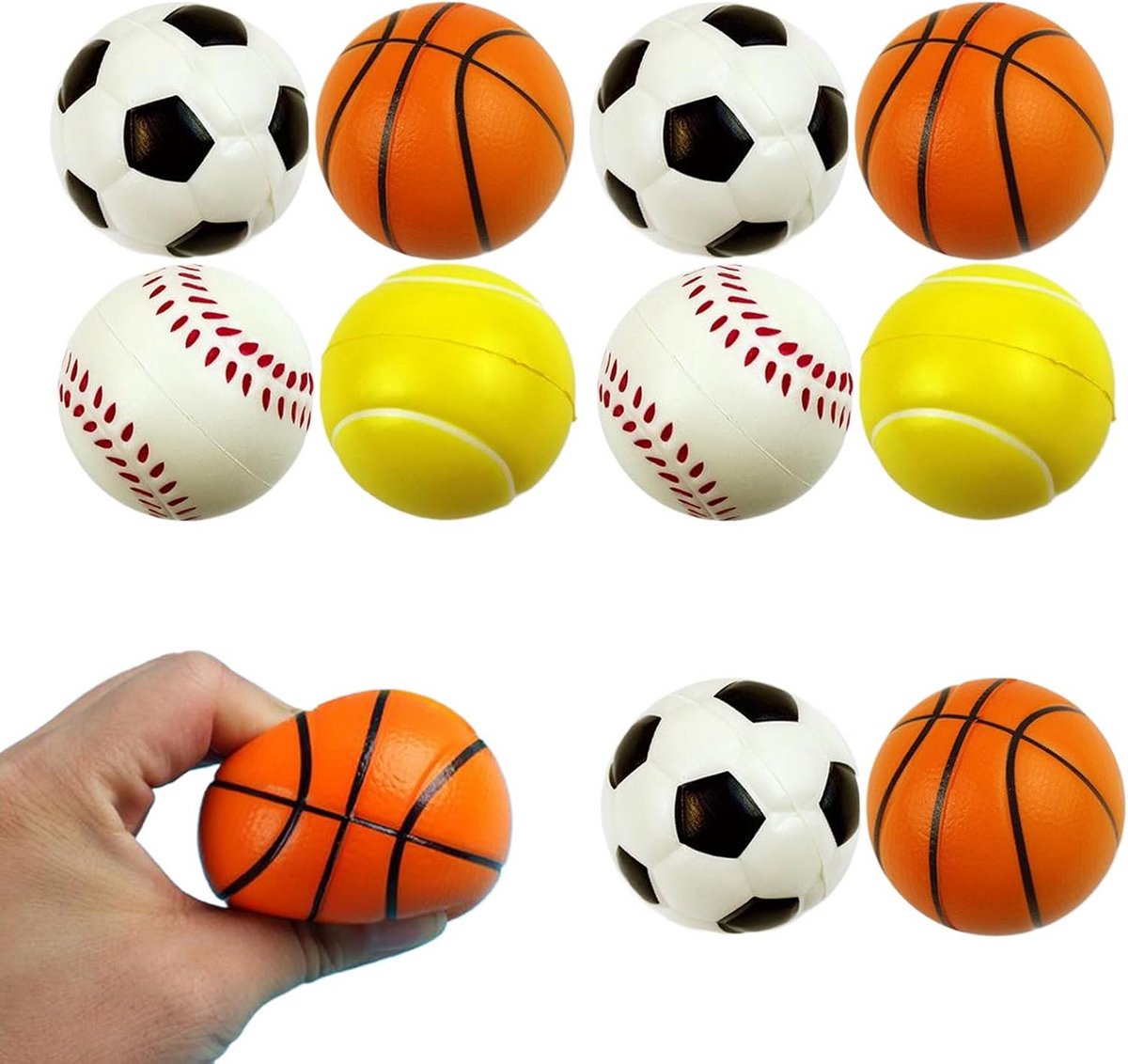 10 Stuks Antistressballen Set met Sportthema's voor Stressvermindering